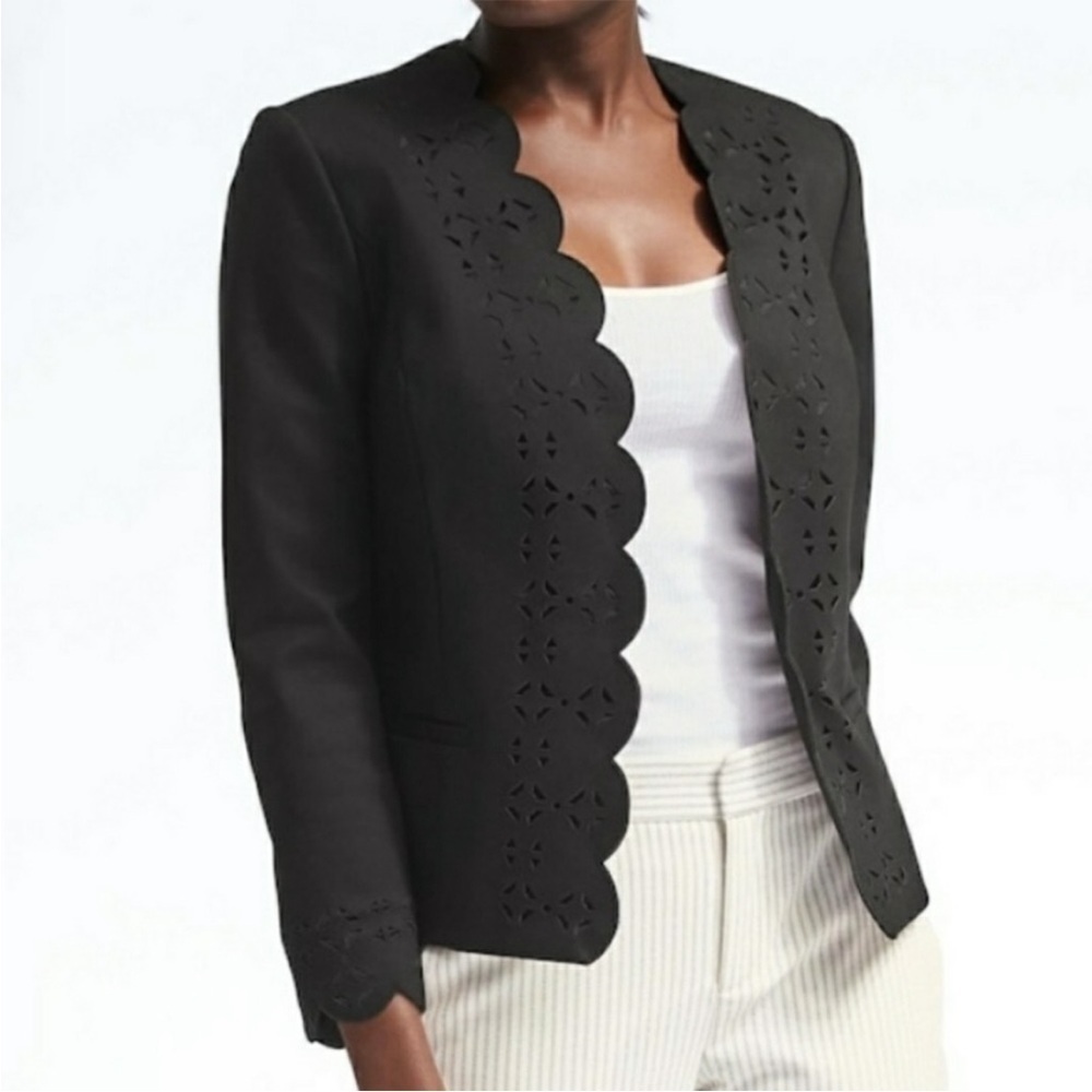 Banana Republic Ponte Scallop Laser Cut Blazer